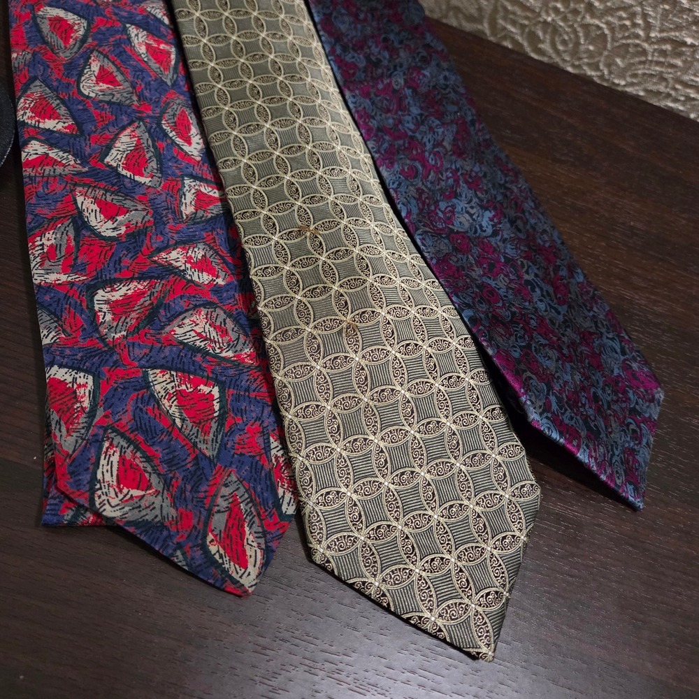Neckties lot‎ of 3 Silk Blend Patterned Ties Business Casual Italian
